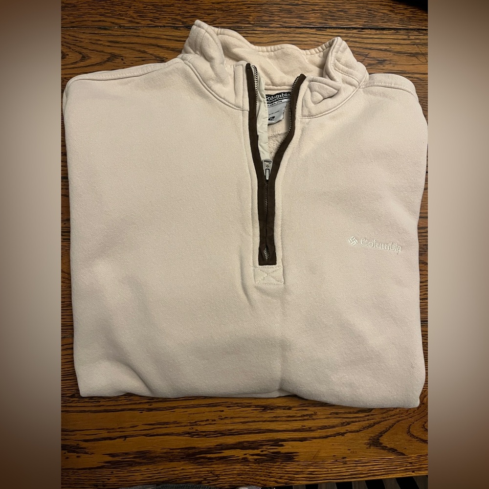Columbia Men’s Cotton Quarter Zip Sweater - Cream - XL